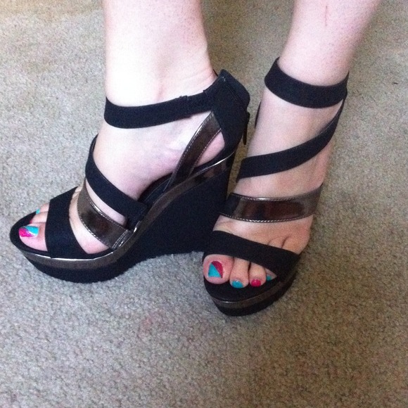 Black and silver heels
