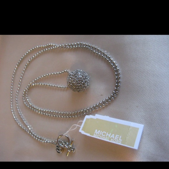 Michael Kors Crystal Pave Fireball necklace silver
