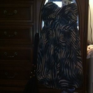 Strapless zebra print dress. Never worn!