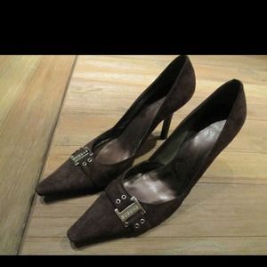 BCBG Brown Suede Heels Size 9