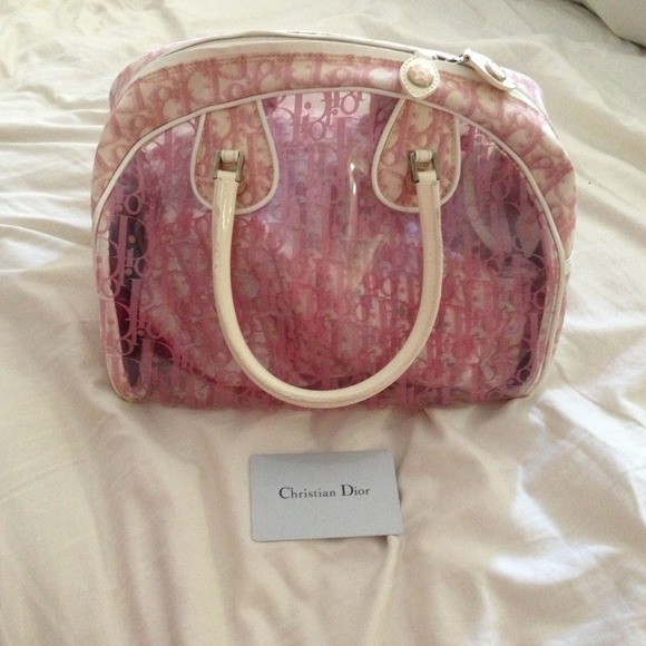 Christian Dior Pink/White Girly Rain Bowling Bag