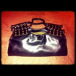 Black leather shoulder bag