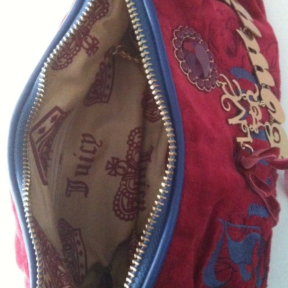 Juicy Couture red and blue velour bag - Picture 2 of 4
