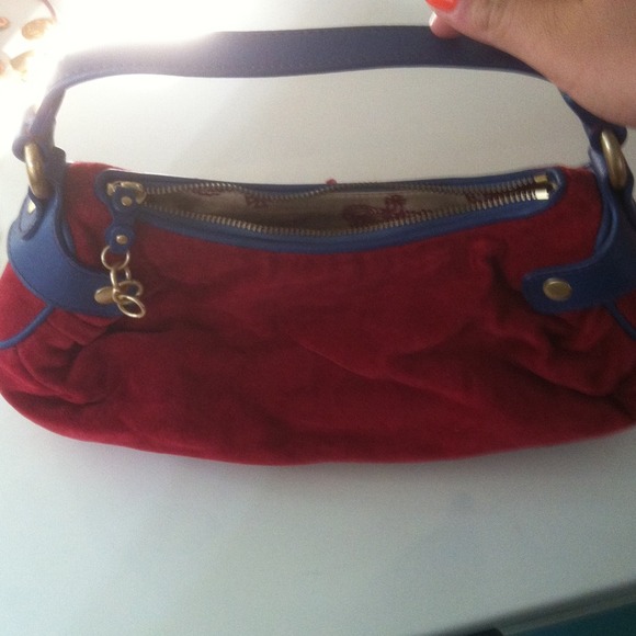 Juicy Couture red and blue velour bag - Picture 3 of 4