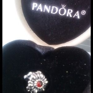 Genuine pandora charm red garnet birthday blooms