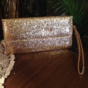 Bandolino Glittery Gold Purse / Clutch / Hand Bag