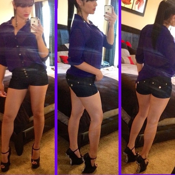 Dark blue high waisted shorts