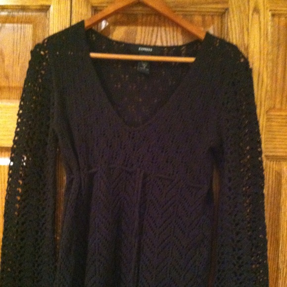 Black crochet sweater