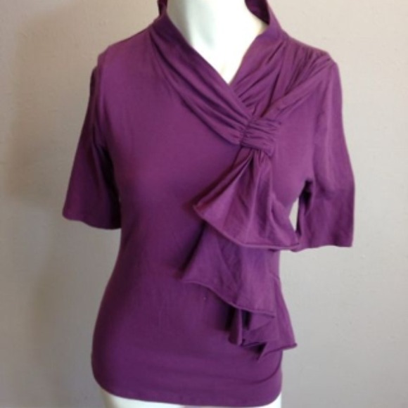 Sold-Deletta Purple ruffle front top sz XS