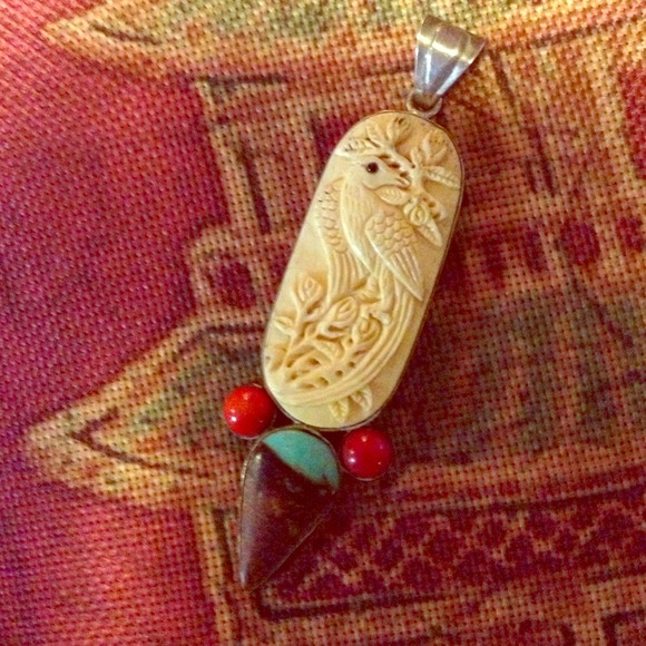 Unique sterling bird pendant