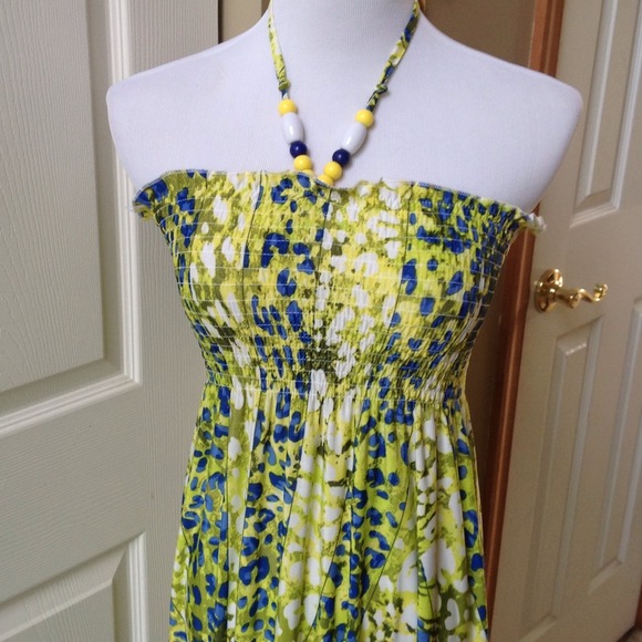 Green Multi Halter Dress - Picture 2 of 4