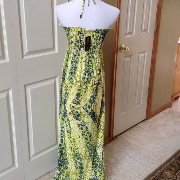 Green Multi Halter Dress - Picture 3 of 4