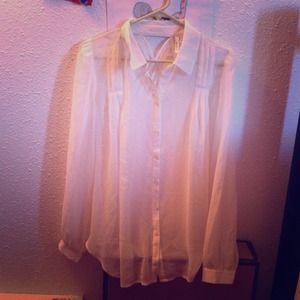 sheer white button up.