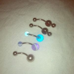 5 piece belly button ring set (NEVER USED)