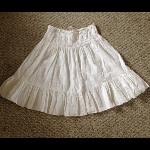 White boho summer skirt. Bright, white & clean.