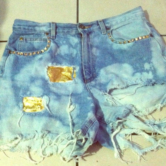High waisted custom made jean shorts