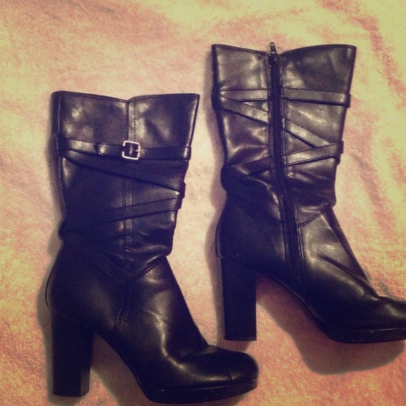 Black leather boots