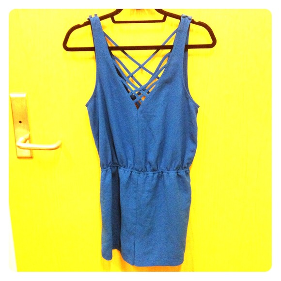 Silence and noise strappy romper! Royal blue