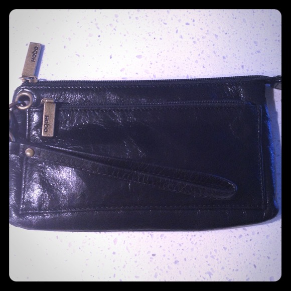 Hobo black leather clutch