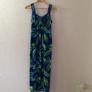 Blue yellow green maxi dress