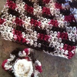 Handmade crochet hat with button flower