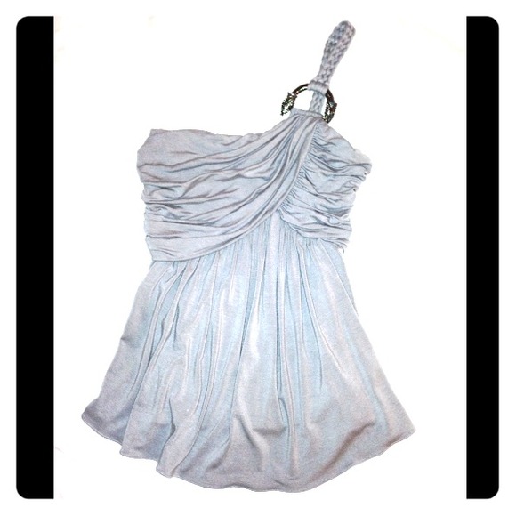 *SALE* Sky grey one-shoulder top - Picture 1 of 2