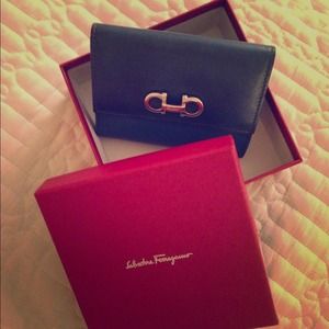 Ferregamo navy wallet! Authentic!!