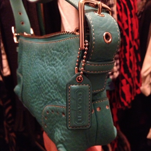 Teal Coach shoulder purse