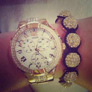 Gold plated shamballa style bracelet