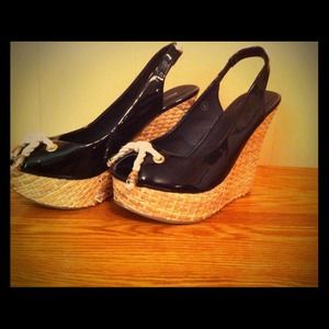 Miss Me peeptoe nautical wedges