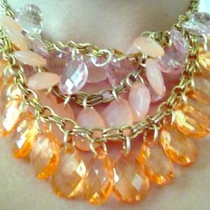 Gold/coral beaded necklace