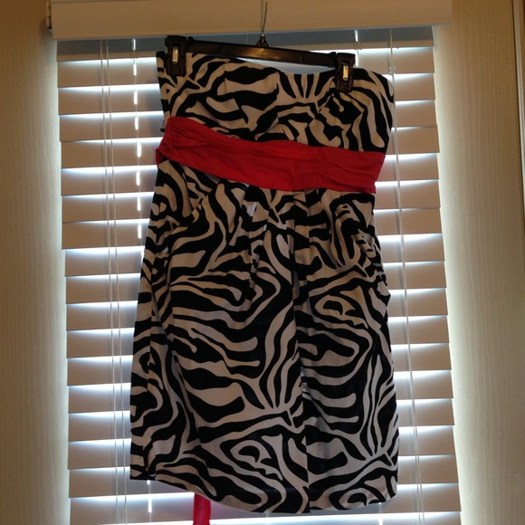 Zebra dress with pink sash size 13