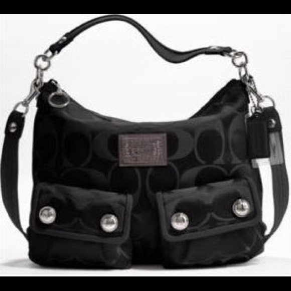 💯Authentic Coach! perfect cond! Purple satin/blk - Picture 1 of 4