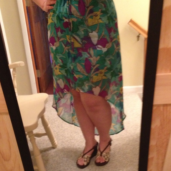 Traded Cute Hi Lo Teal Dress with Crocheted Back - Picture 4 of 4