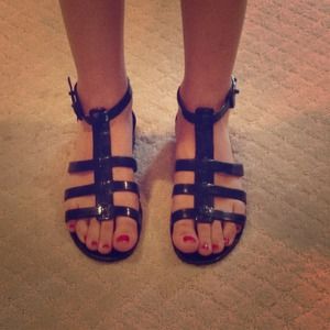 REDUCED! BCBG Black Gladiator Jellies