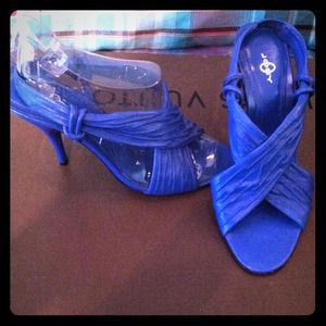 Stylish blue leather heels