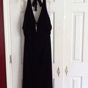 Black velvet long formal gown