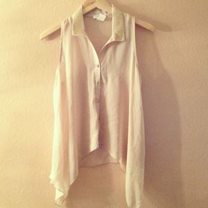 Studded collar tank blouse