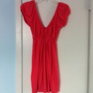 Pink V-neck Mini dress