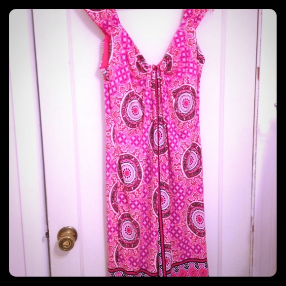 Pink floral print dress