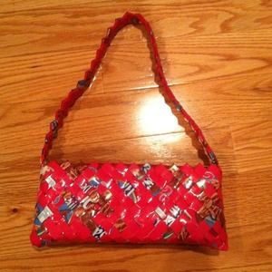unique hot pink handmade candy wrapper purse