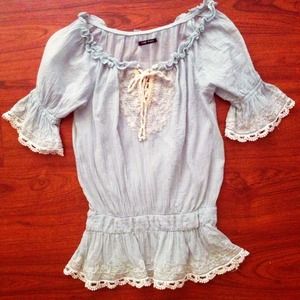 Boho Mint Beaded Peplum Top