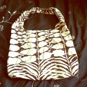 Brown/White Floral Canvas Bag