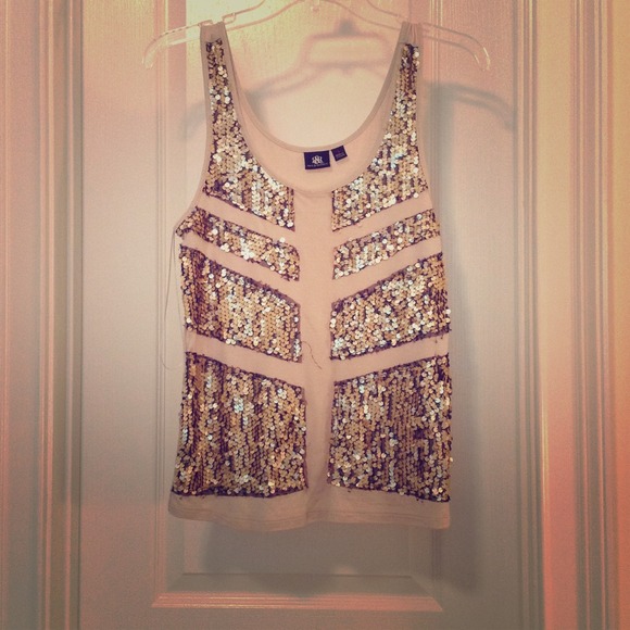 Gold sequenced tank top