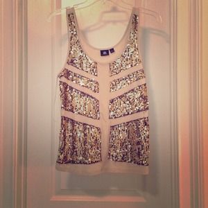 Gold sequenced tank top