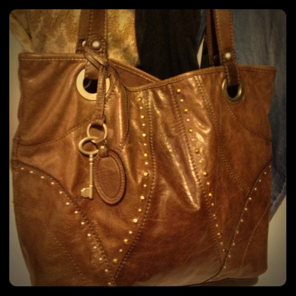 Fossil leather shoulder handbag