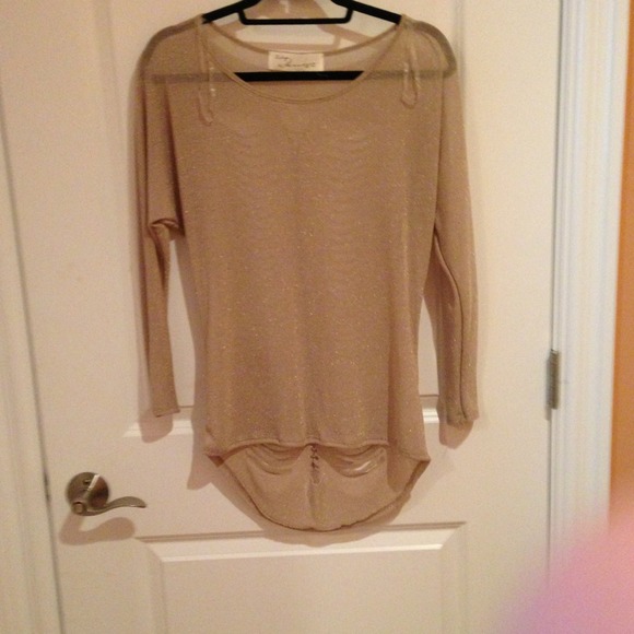 Sheer beige with gold accents top