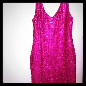 Pink sequin mini dress