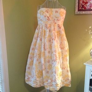 Spaghetti strap yellow flowered sundress