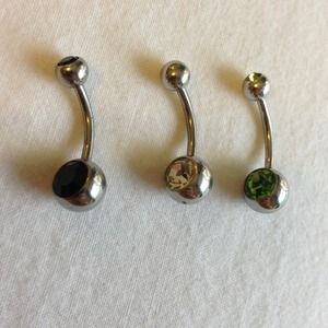 Set of 3 Silver Belly Rings